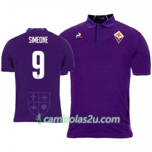 Camisolas de Futebol ACF Fiorentina Simeone 9 Equipamento Principal 2018/19 Manga Curta Camisolas de Futebol ACF Fiorentina Simeone 9 Equipamento Principal 2018/19 Manga Curta